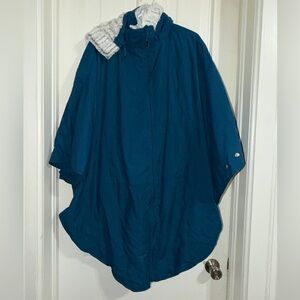 Silverts Teal unisex Fur-lines winter wheelchair cape poncho hooded soft